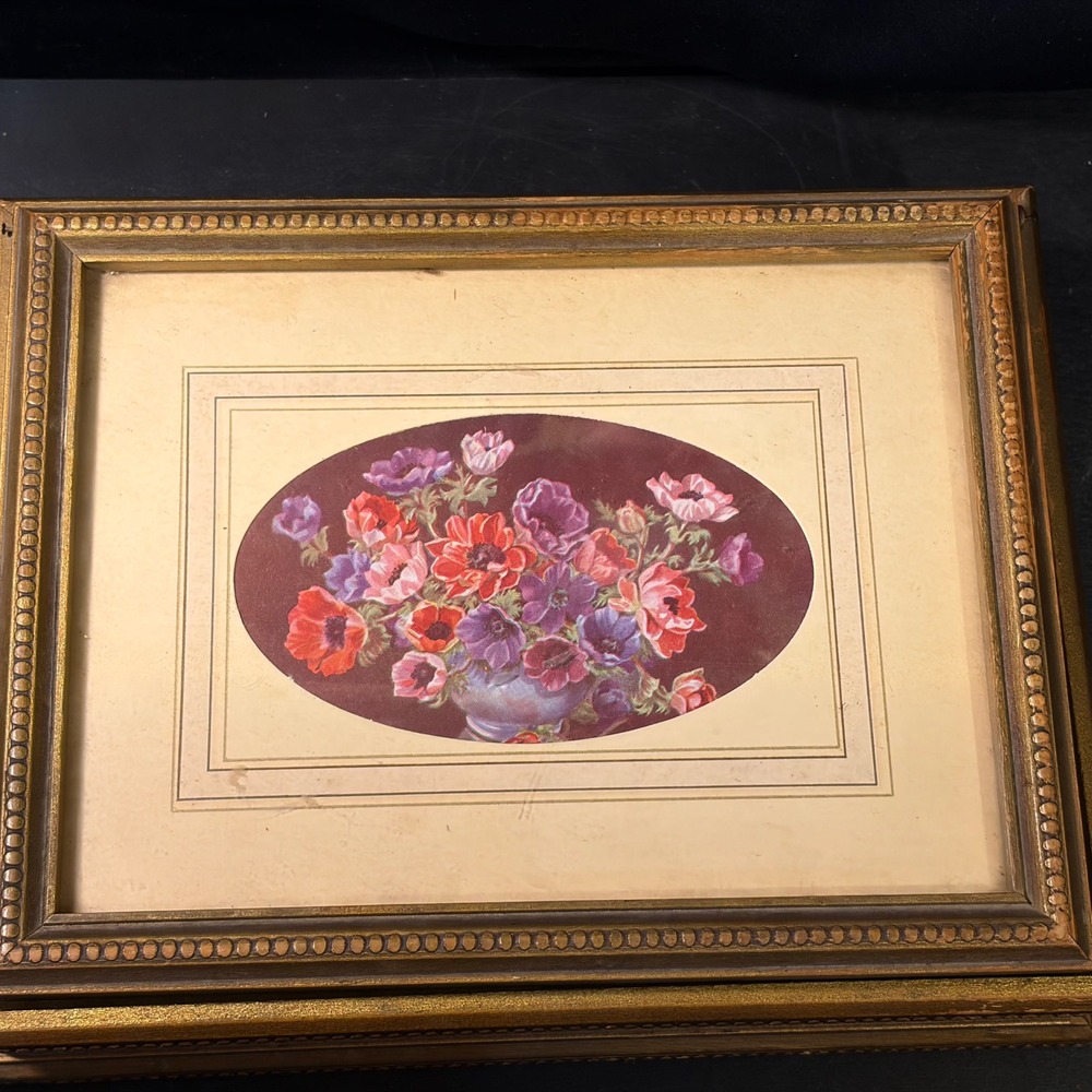 Vintage Ornate Gold Gilt Wood Jewelry Box Floral Art Glass Lid 10.5 Inch